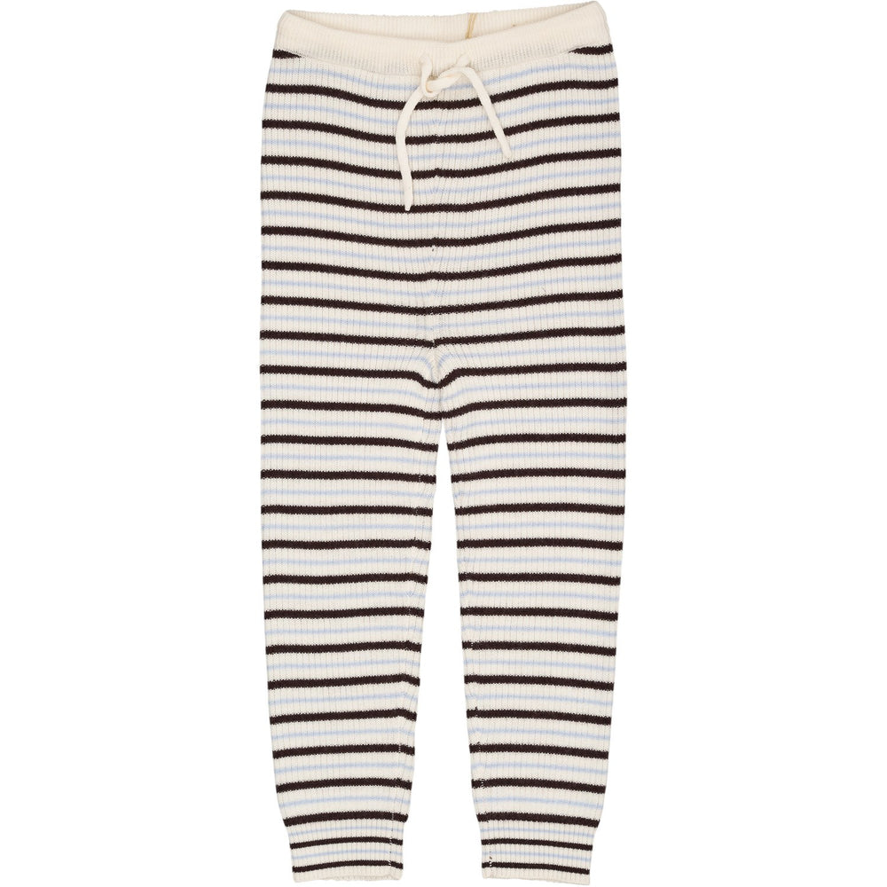 Køb COPENHAGEN COLORS Cream/Dk.Brown/Dusty Blue Combi Merino Classic Rib Leggings W. Drawstrings