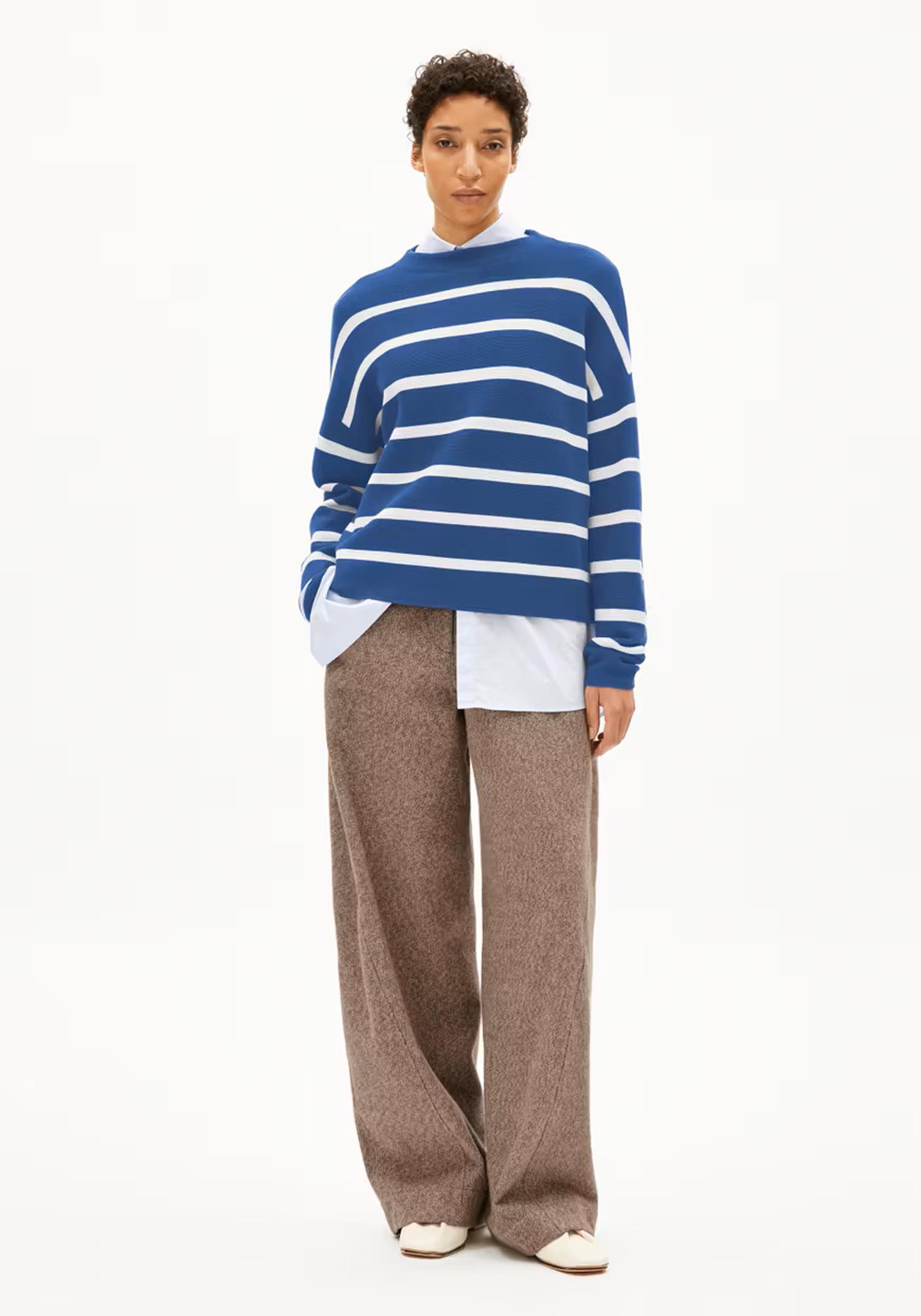 Armedangels Strickpullover Merinaa Stripes Dark Morning-Oatmilk