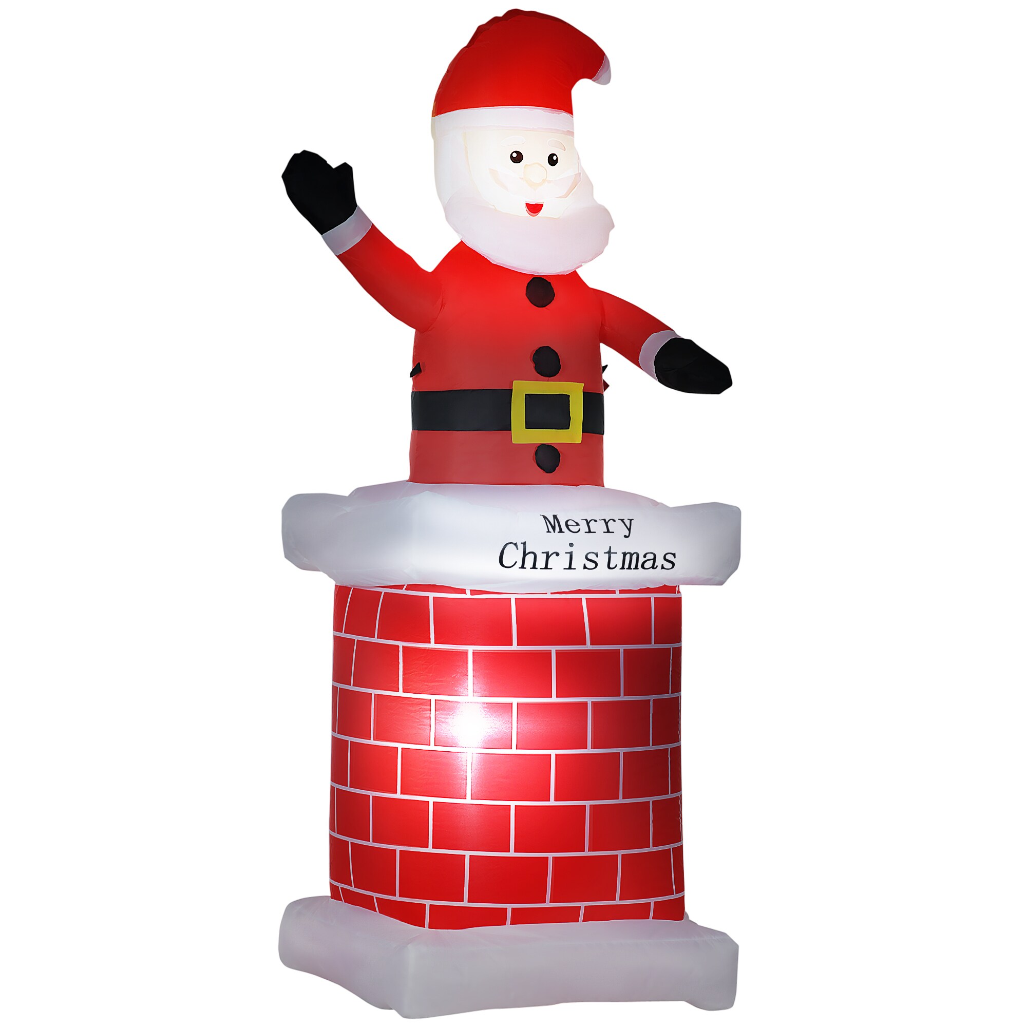 HOMCOM Weihnachtsmann mit Schornstein Deko mit LED-Beleuchtung bunt 80L x 70B x 210H cm