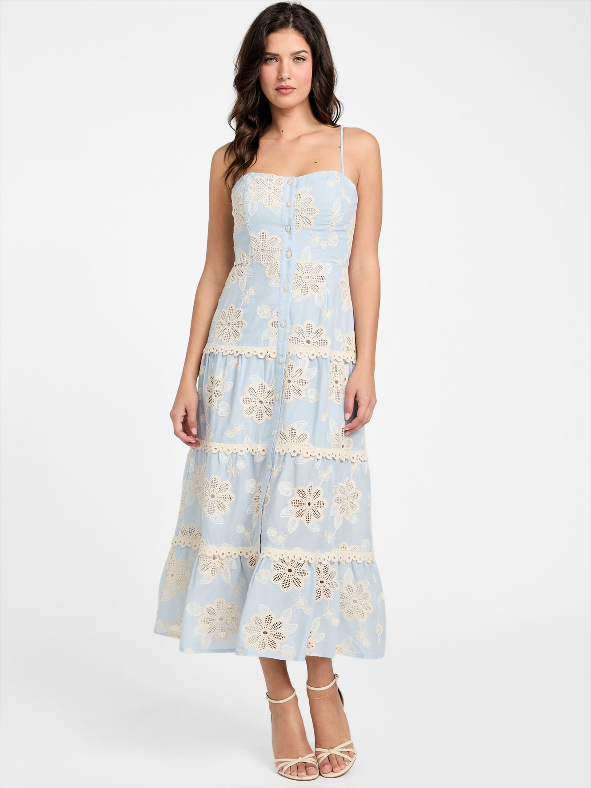 Vestido longo bordado Tabitha