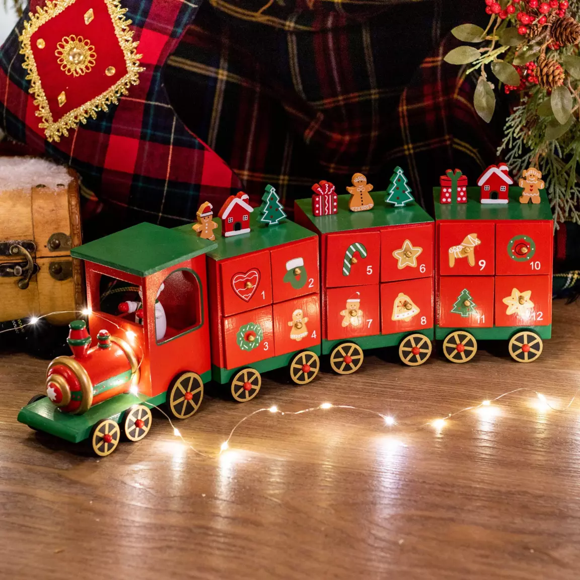 Calendrier de l'Avent à remplir Petit train Rouge et vert