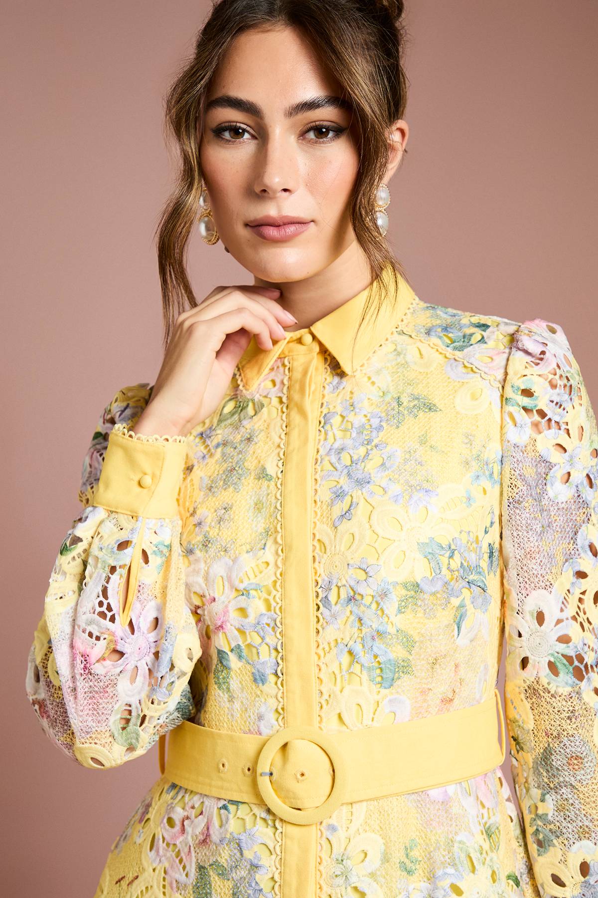 Coast Robe Chemise Imprimée à Dentelle Ajourée