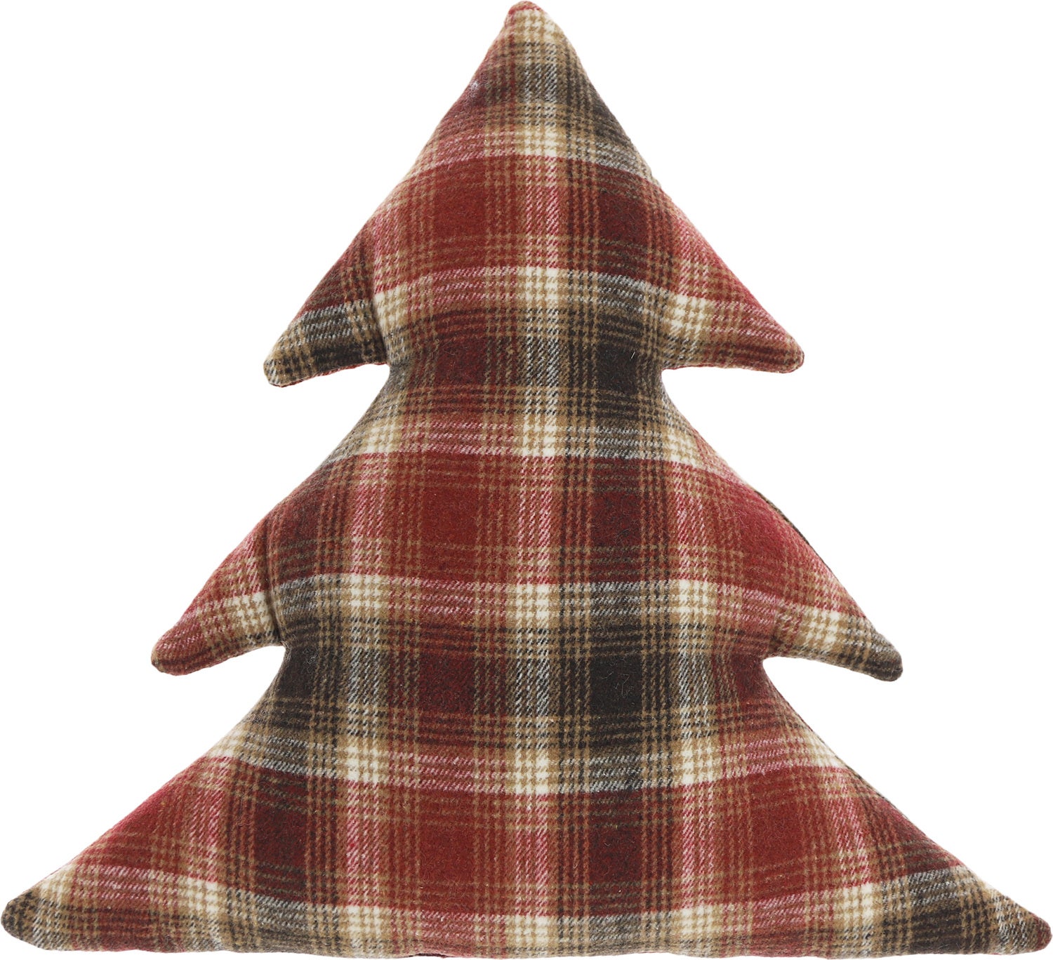 Unique Living kerstkussen Check tree bruin / rood 50 x 50 x 10 cm