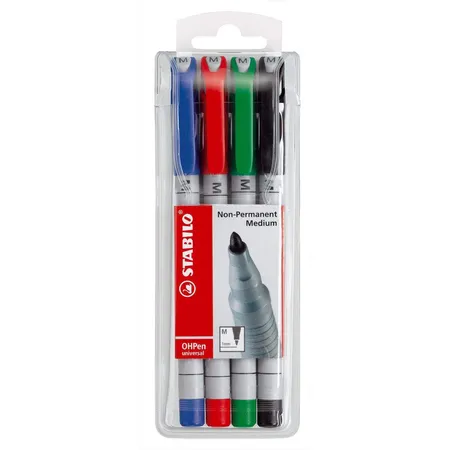 Folienstift - STABILO OHPen universal - wasserlöslich medium - 4er Pack - grün, rot, blau, schwarz