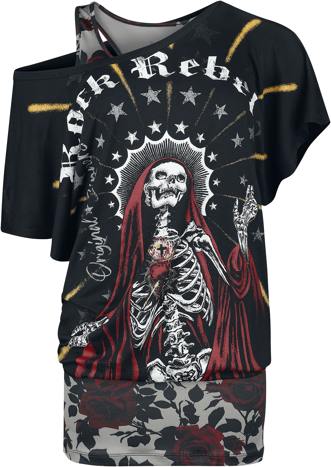 T-Shirt Double Épaisseur avec Large Imprimé à l'Avant | Rock Rebel by EMP T-Shirt Manches courtes