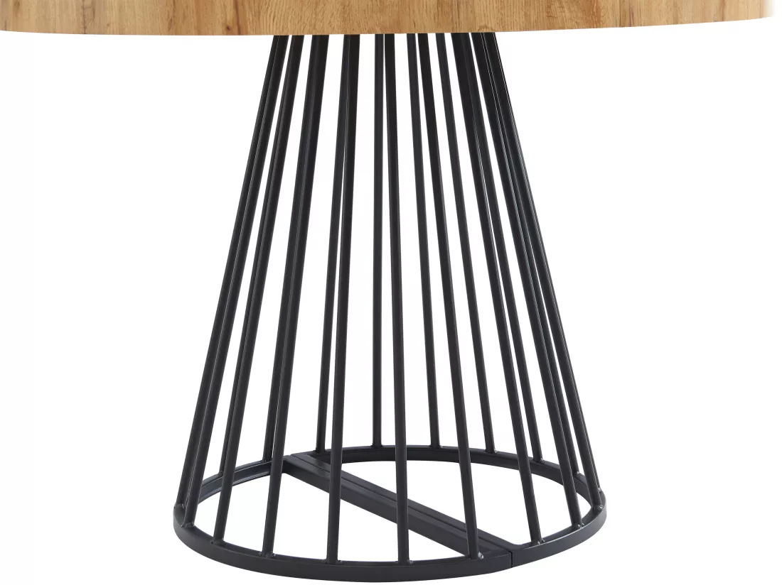 Table à manger extensible 2 à 12 personnes en MDF et acier - Naturel et noir - FIRELA