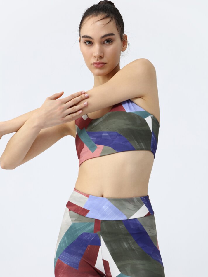Leggings esportivas estampadas - Marrom/azul