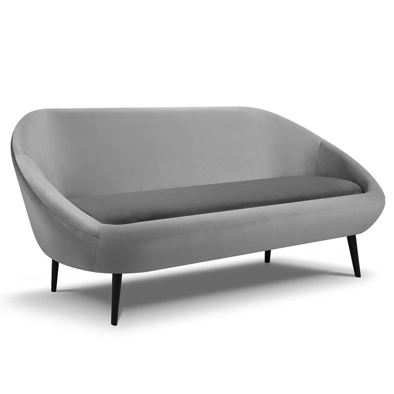 Mazzini Sofas Canapé velours petale 3 places gris clair - 222x90x92 cm