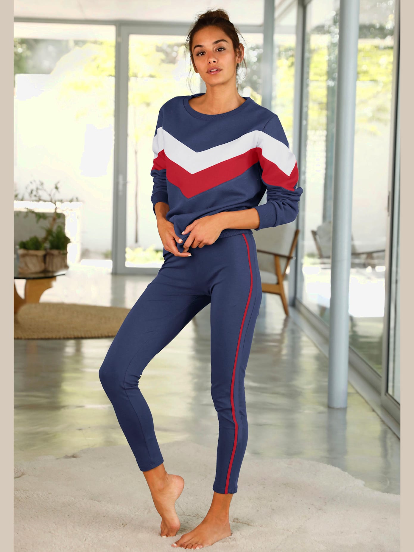 Legging avec rayures latérales contrastées