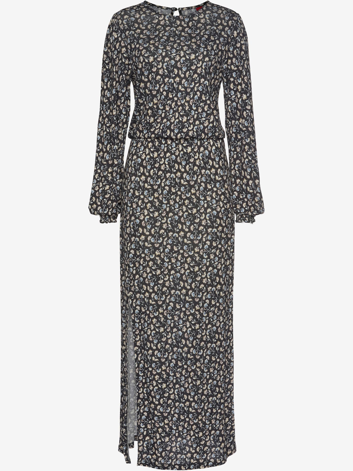 Robe mi-longue robe midi avec encolure ronde