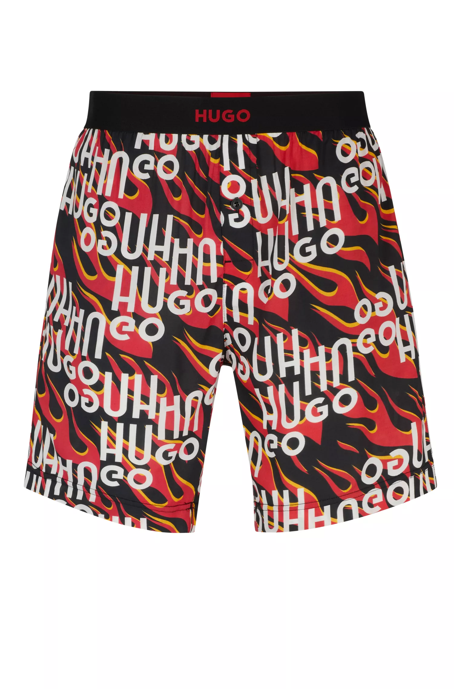 Calções de pijama HUGO vermelhos em algodão com estampa do logotipo por toda a peça.