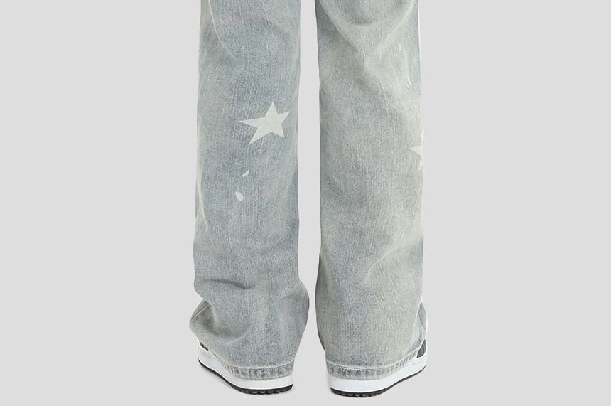 INStudio - Star Straight Leg High-Waist Jeans met Wijde Pijpen