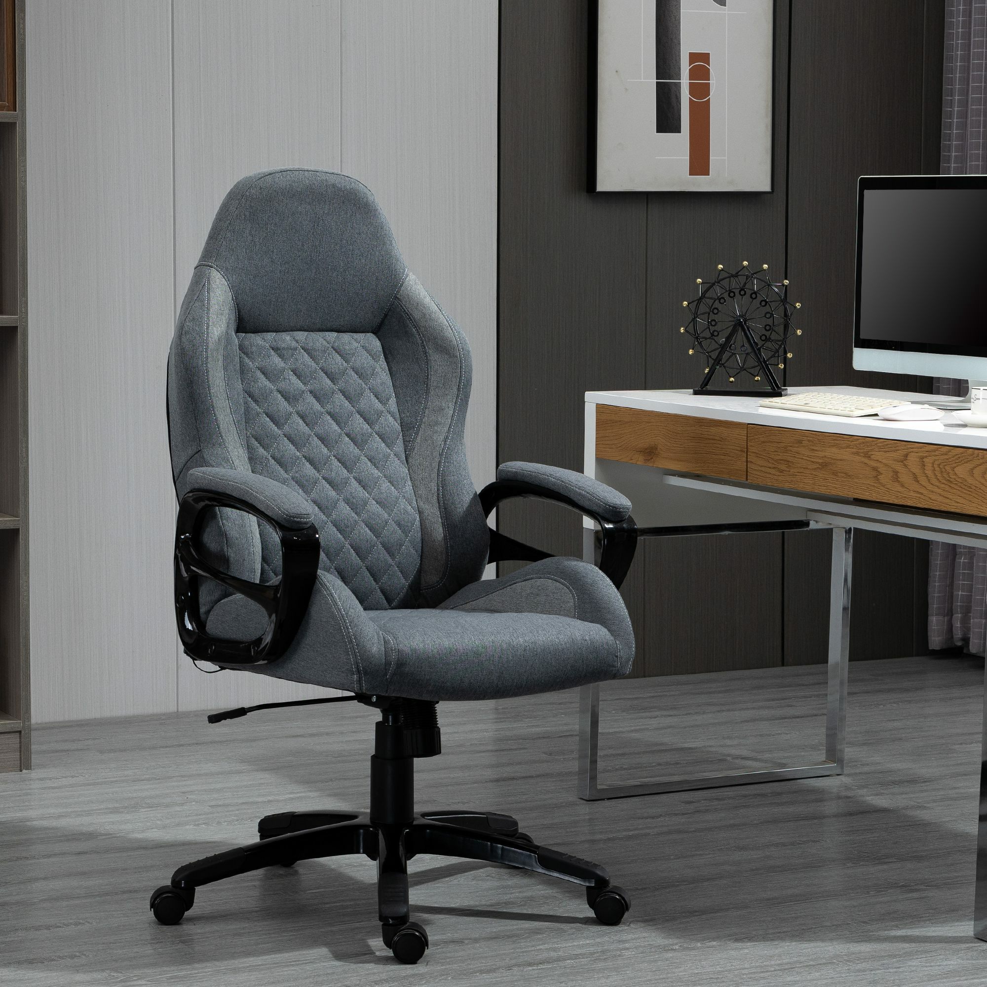 Vinsetto Bürostuhl mit Massagefunktion grau 64 x 68,5 x 116,5-124 cm (BxTxH)