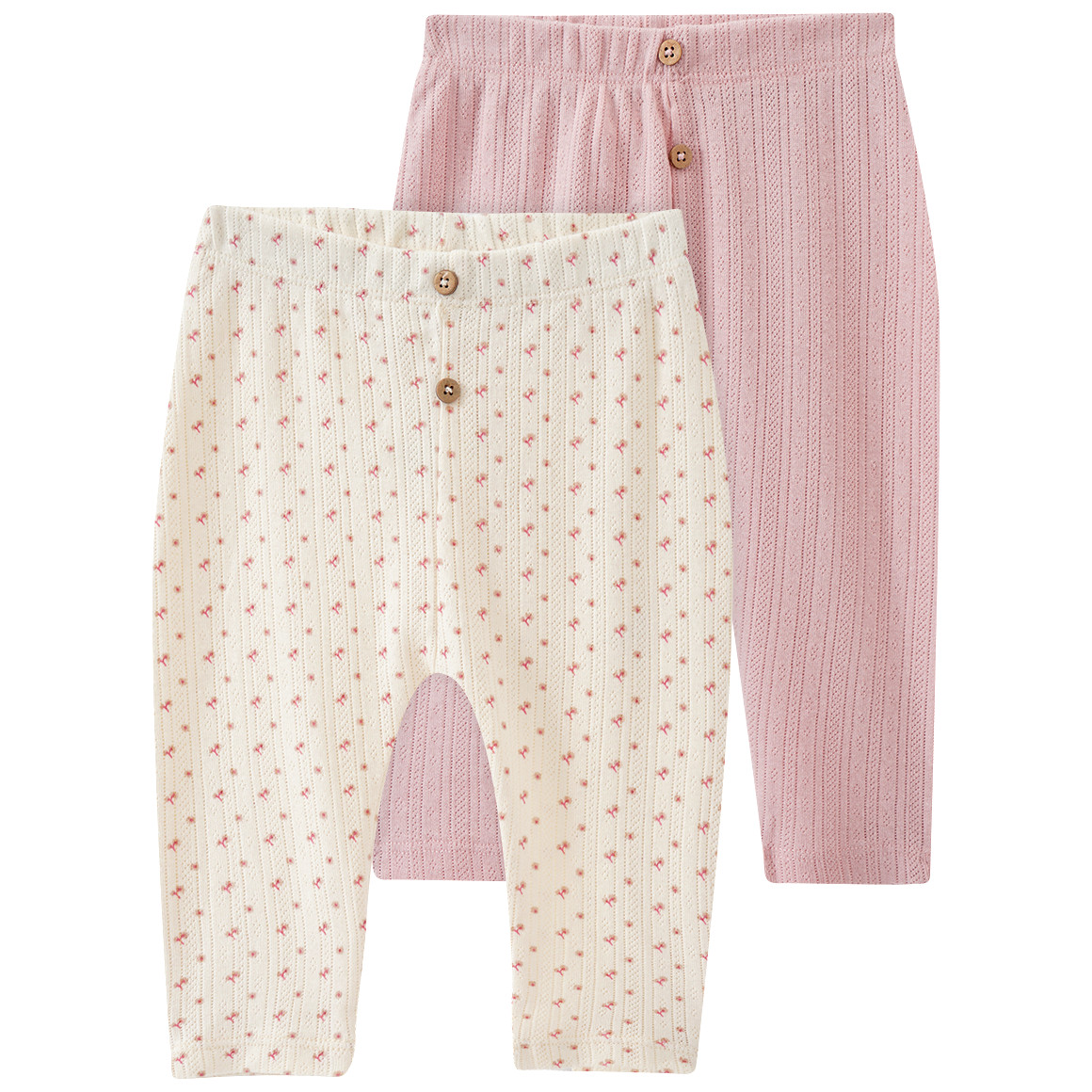 Topomini Pure Collection 2 Newborn Leggings mit Ajour-Muster cremeweiss / rosa