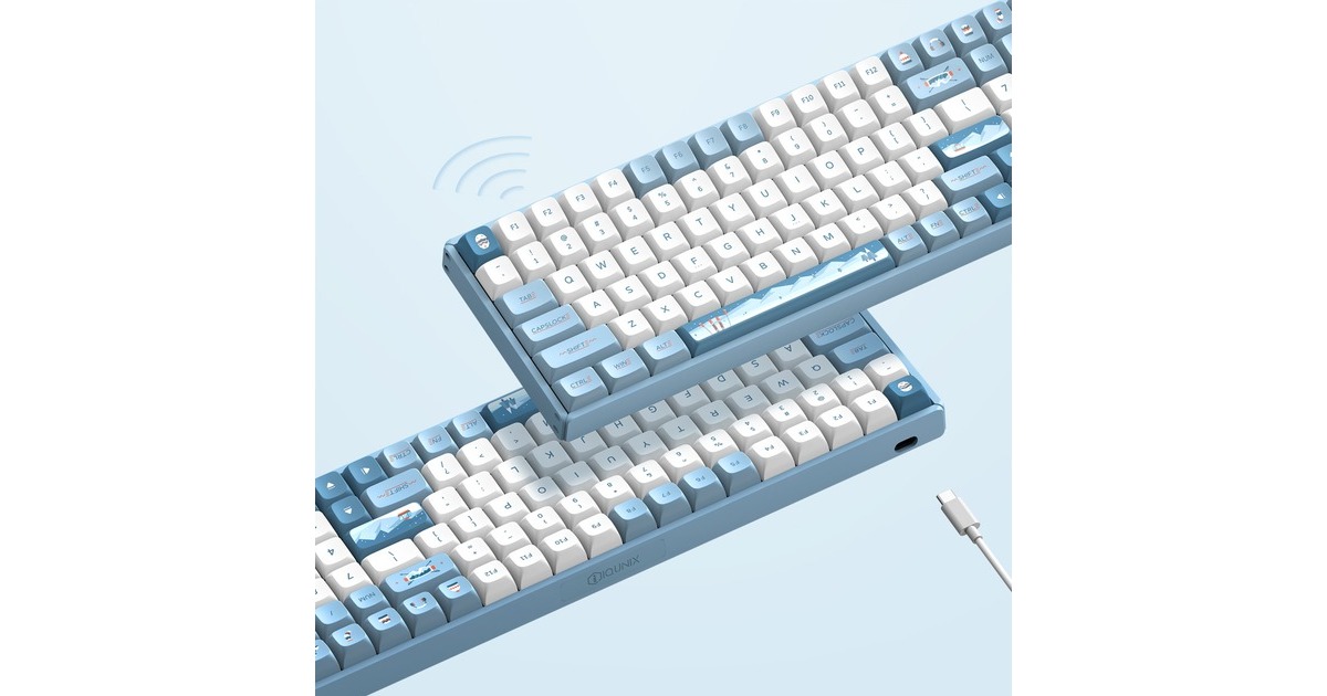 IqunixF97 Wintertide Wireless Mechanical Keyboard, gaming toetsenbord  (Lichtblauw, US lay-out, Cherry MX Brown, RGB leds, 96%, Hot-swappable, PBT, 2.4GHz | Bluetooth 5.1 | USB-C)