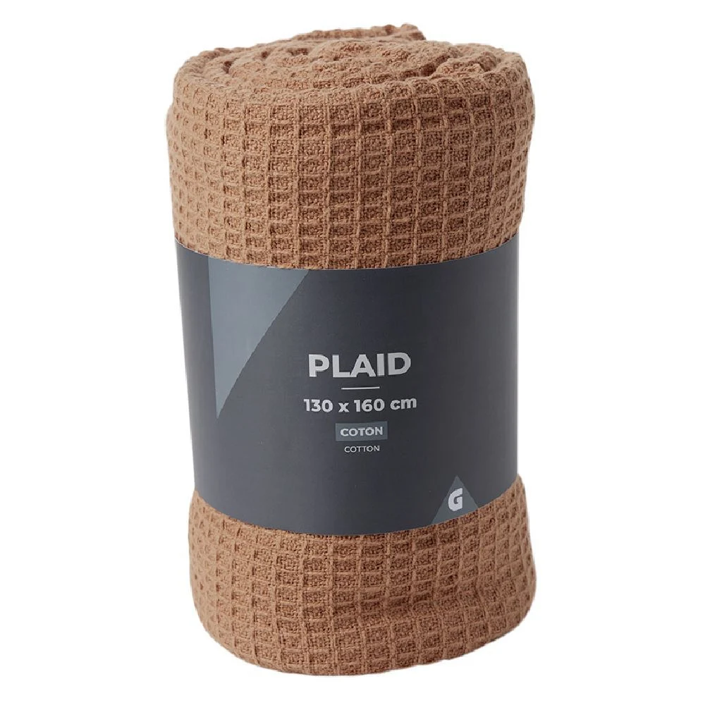Plaid coton gaufré 130x160cm rose