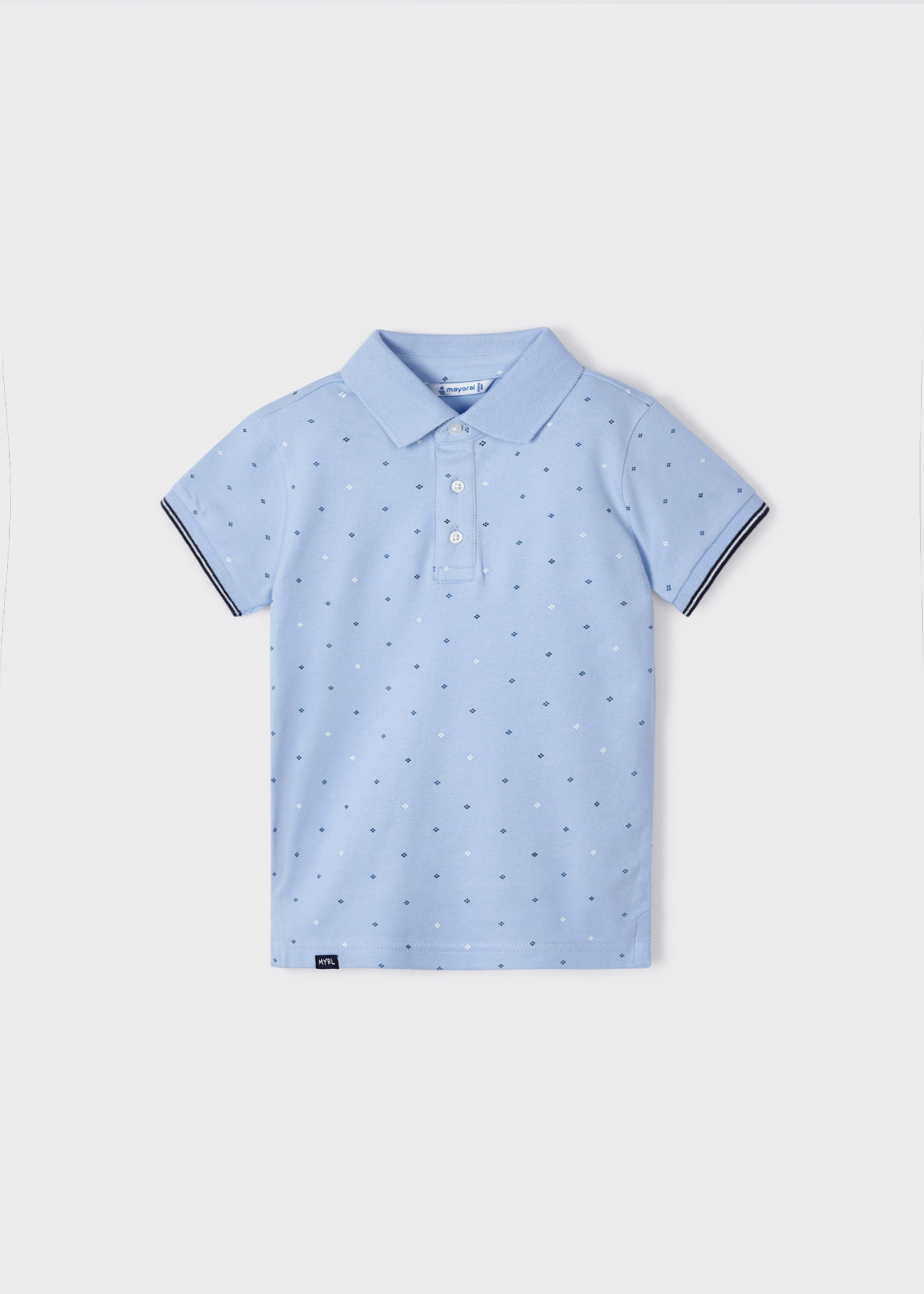 Camisa polo de manga curta com estampa em algodão sustentável para meninos
