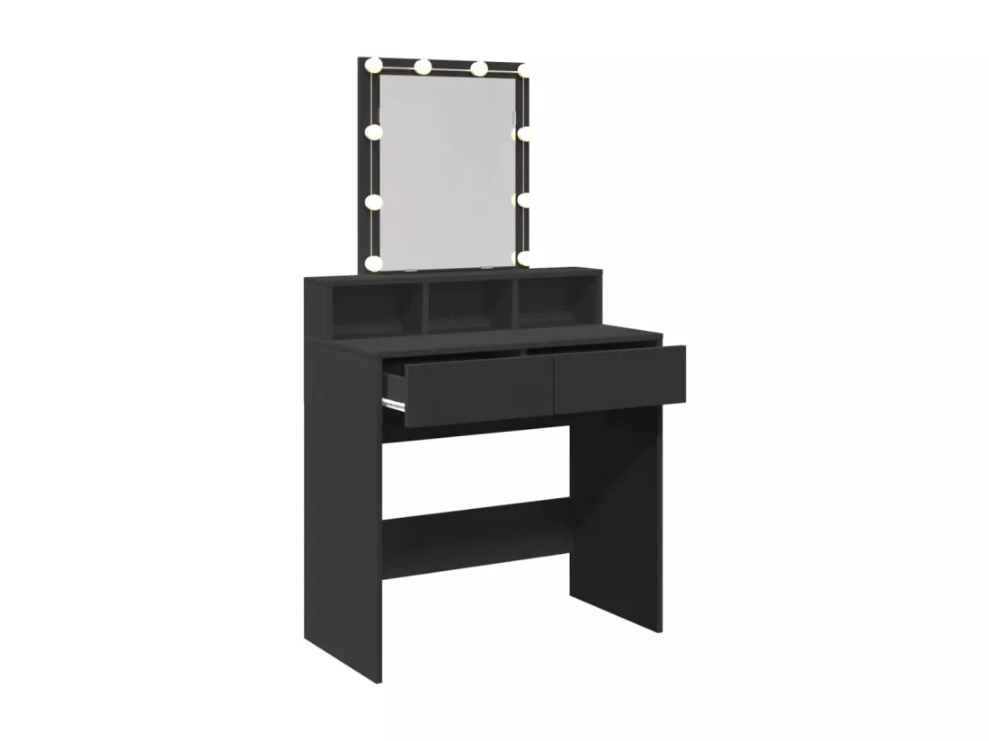 Coiffeuse avec LED noir 80x41x144,5 cm