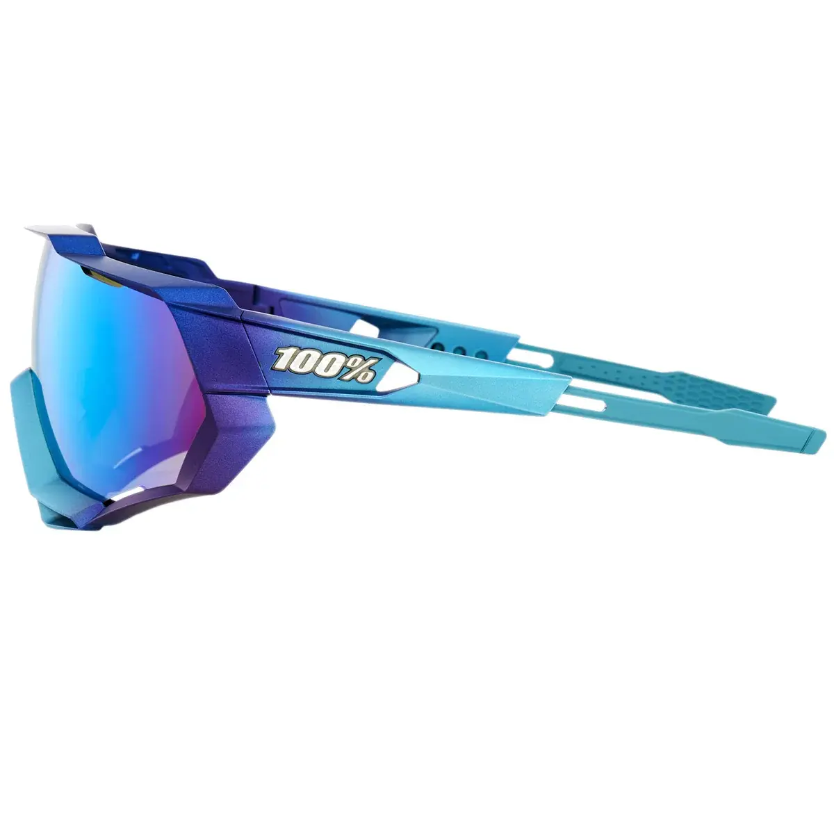 100% Speedtrap Sport Zonnebril Metallic Into the Fade met Blue Topaz Mu