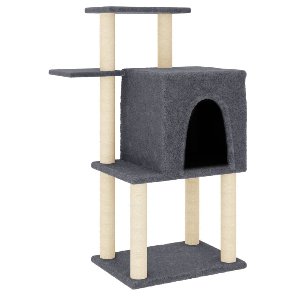 Arranhador para gatos vidaXL com hastes de sisal cinza escuro, 97 cm