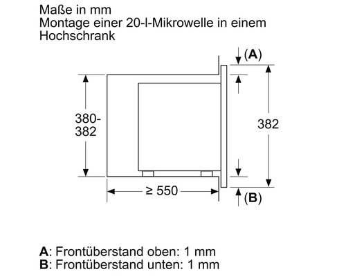 Inbouwmagnetron Bosch BFL623MB3 BxHxD 59,5 x 38,2 x 33,5 cm