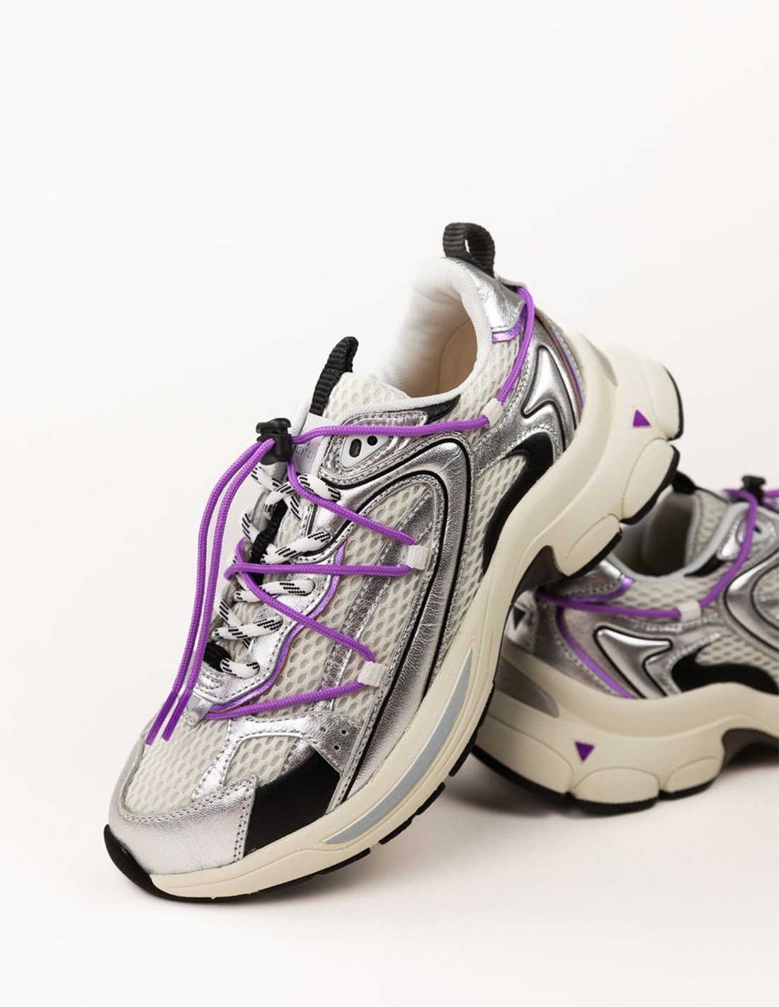 0-105 Baskets de ville Femme Spider Metallic Silver Cuir