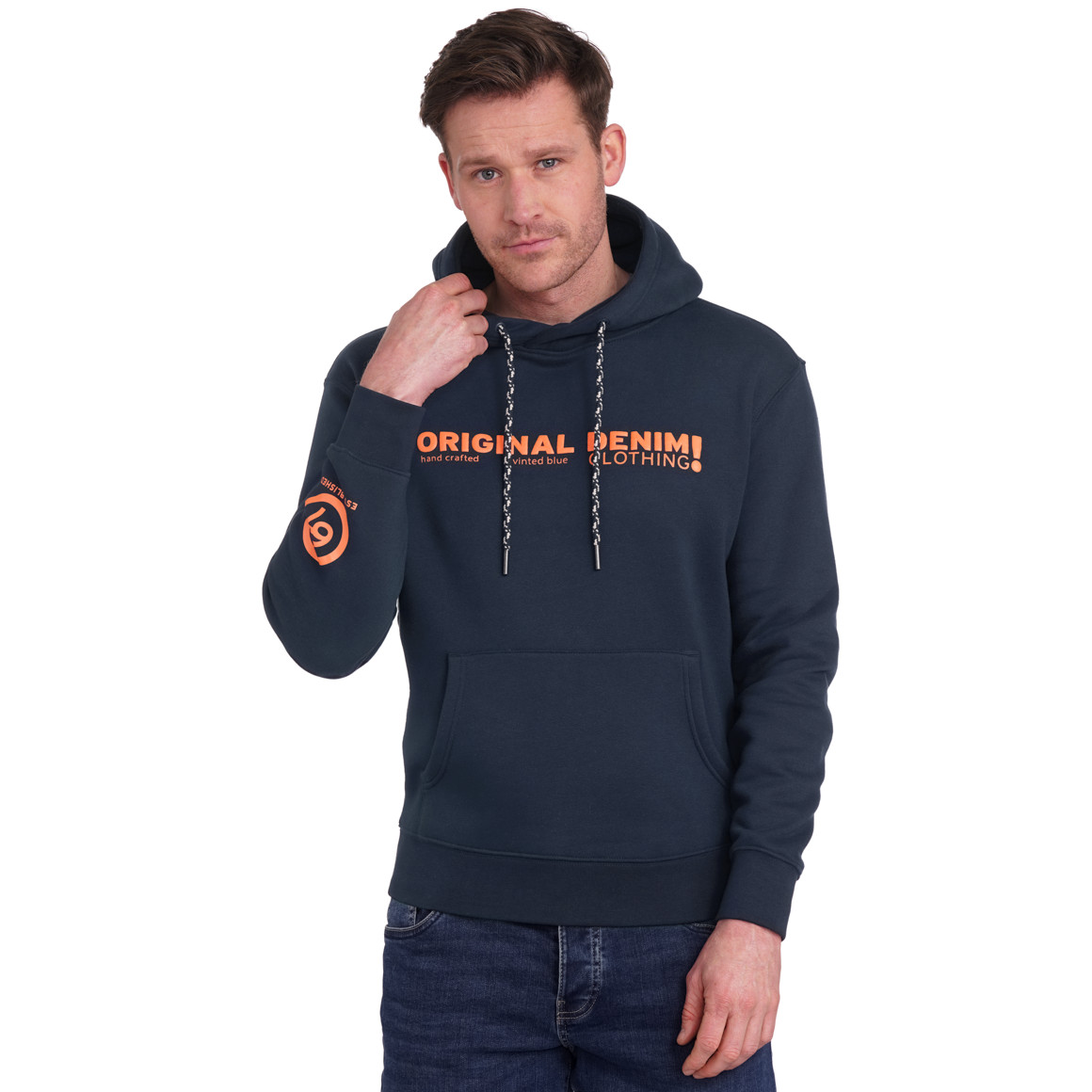 VanVaan Denim Herren Hoodie mit Print dunkelblau