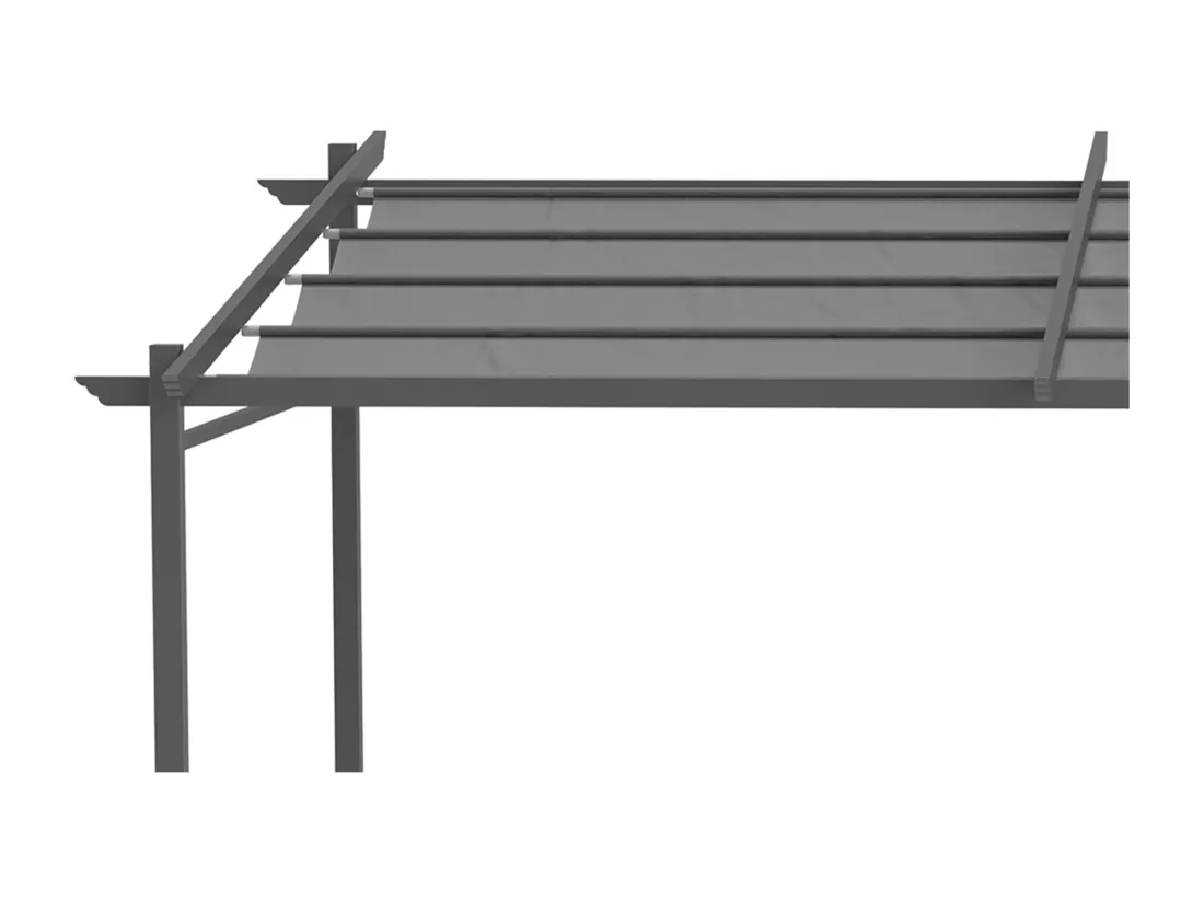 Pergola rétractable 3,97L x 2,95l x 2,3H m structure alu. acier époxy polyester gris