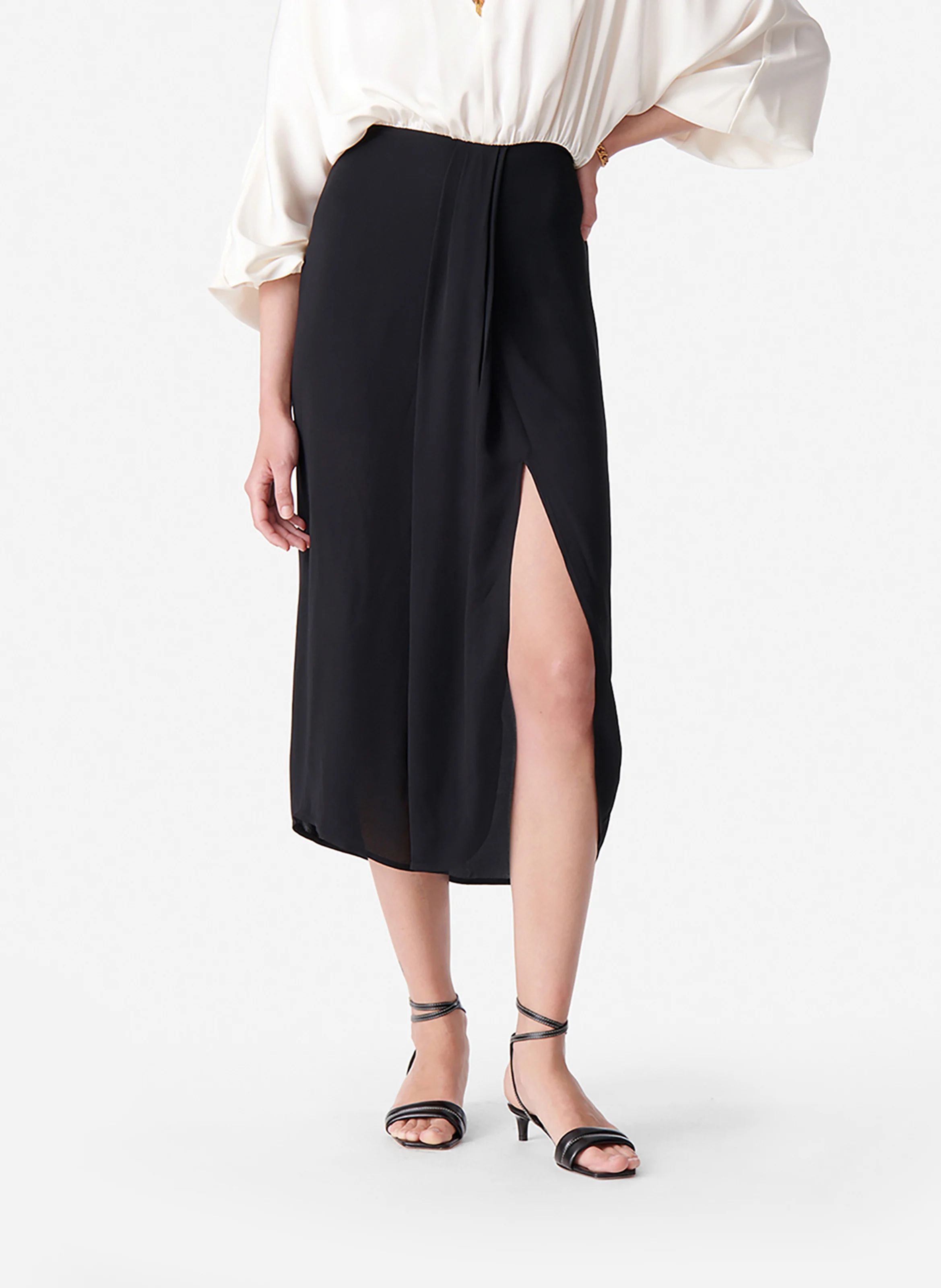 DALILA - Robe longue à col V | Noir