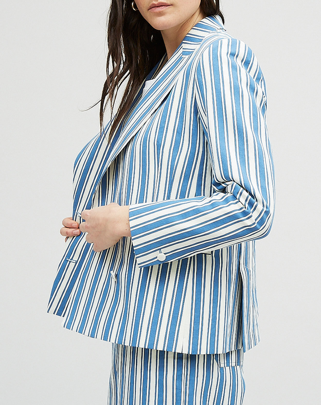 Chloé Stora Veste en Coton & Lin Vanille bleue