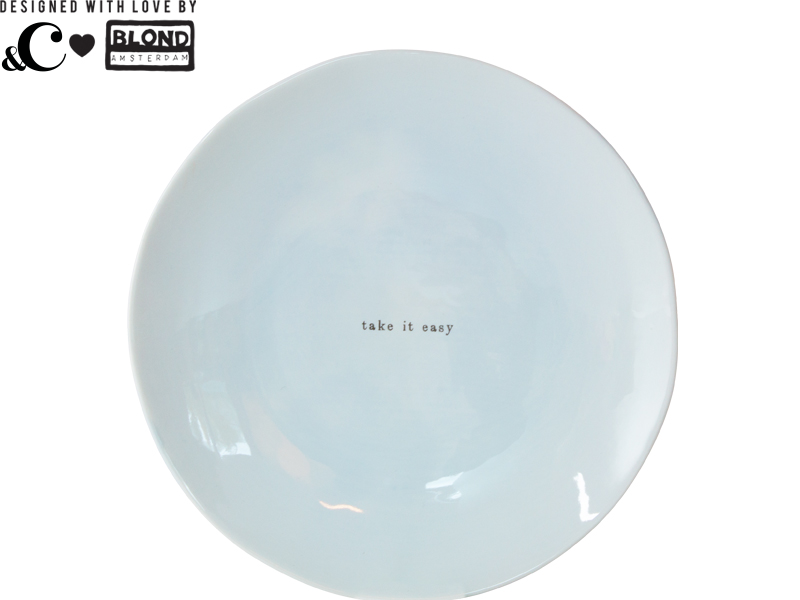 Blauw ontbijtbord - Take it easy