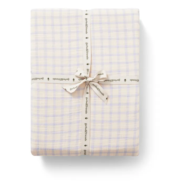 garbo&friends Drap-housse Gingham Sky | Bleu ciel