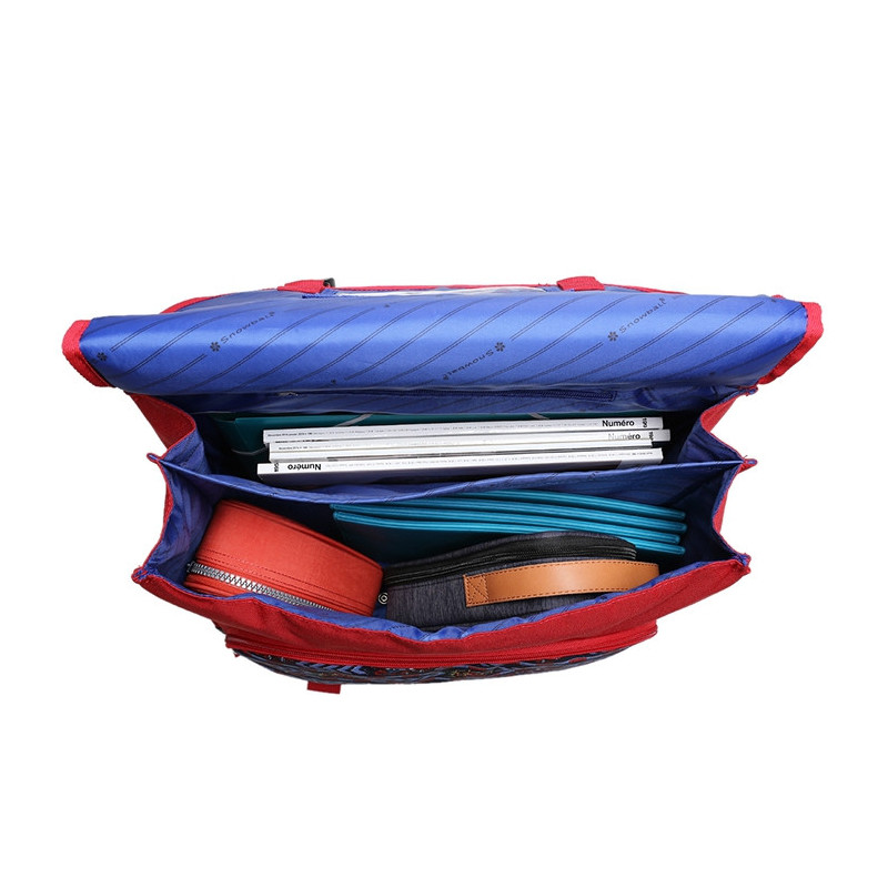 Cartable à roulettes 41 cm bleu et rouge
