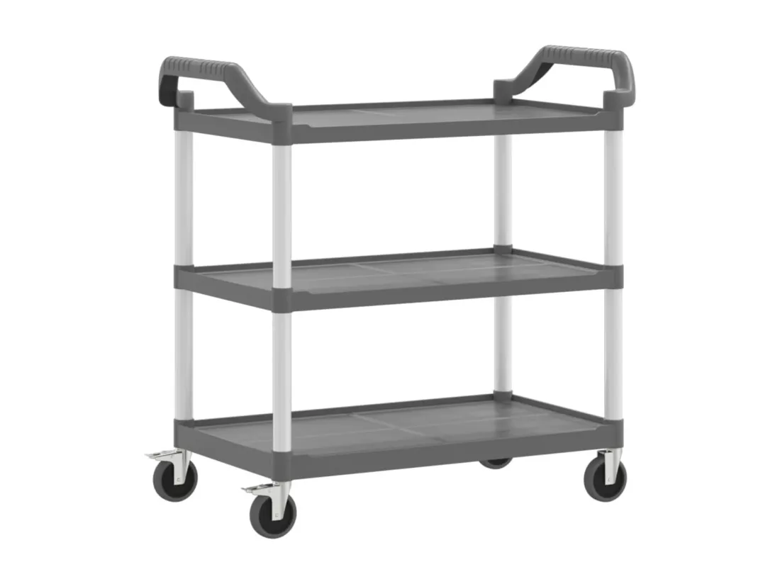 Chariot à 3 niveaux gris 99x50x96 cm aluminium