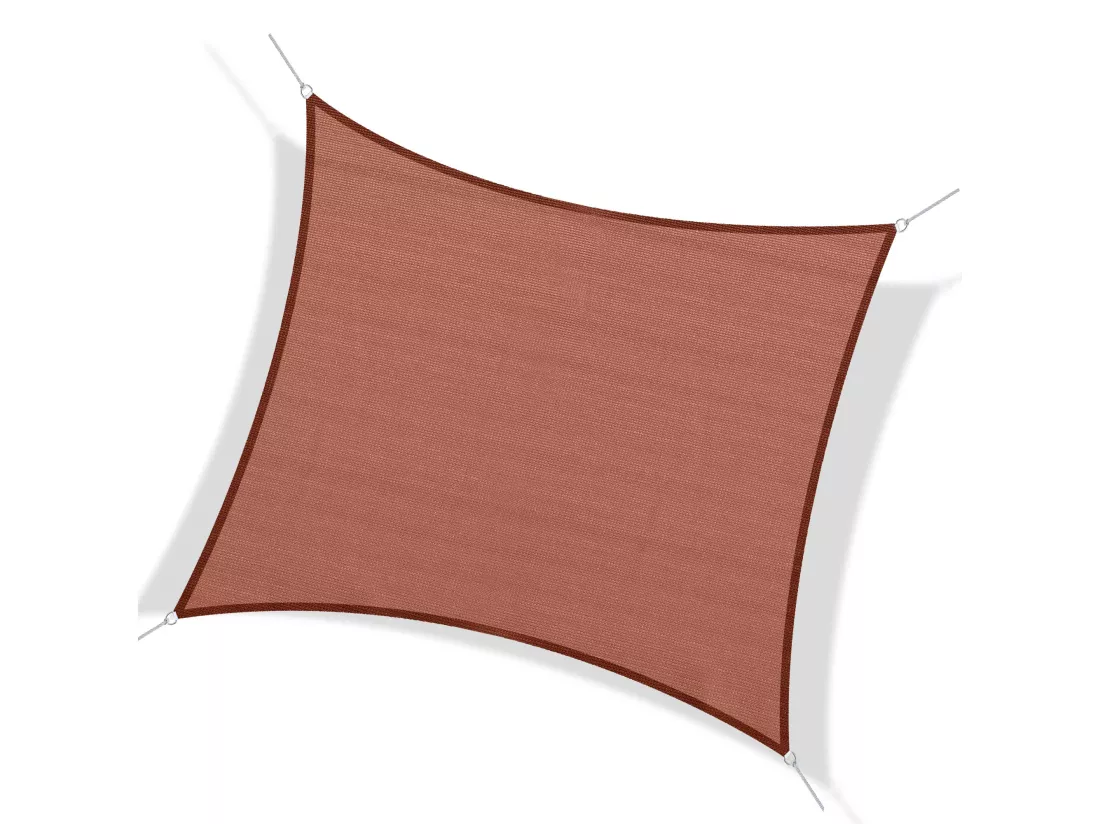 Voile d'ombrage carré 3 x 3 m polyéthylène haute densité résistant aux UV coloris rouille