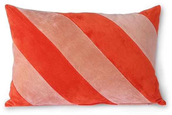 HKLIVING   Striped Velvet Koraal Sierkussen
