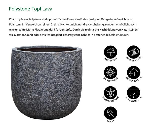 Dehner Polystone-Topf Lava, rund, schwarz
