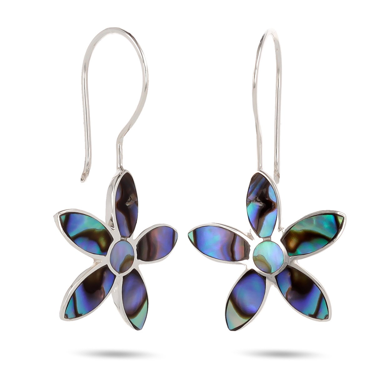 Boucles d'Oreille Fleur en Nacre Abalone & Argent 925 - Aden Boutique