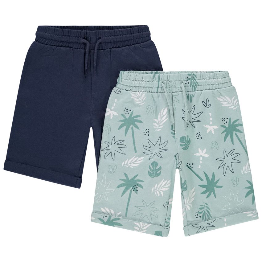 Lot de 2 bermudas fantaisie en molleton pour garçon - Vert