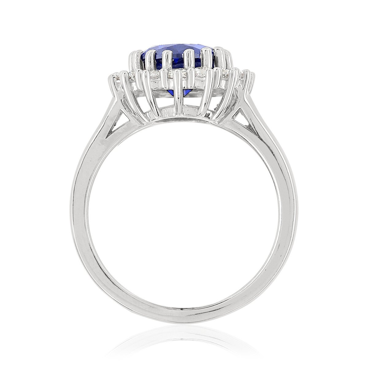 Bague argent 925 zirconias bleu ovale et blancs