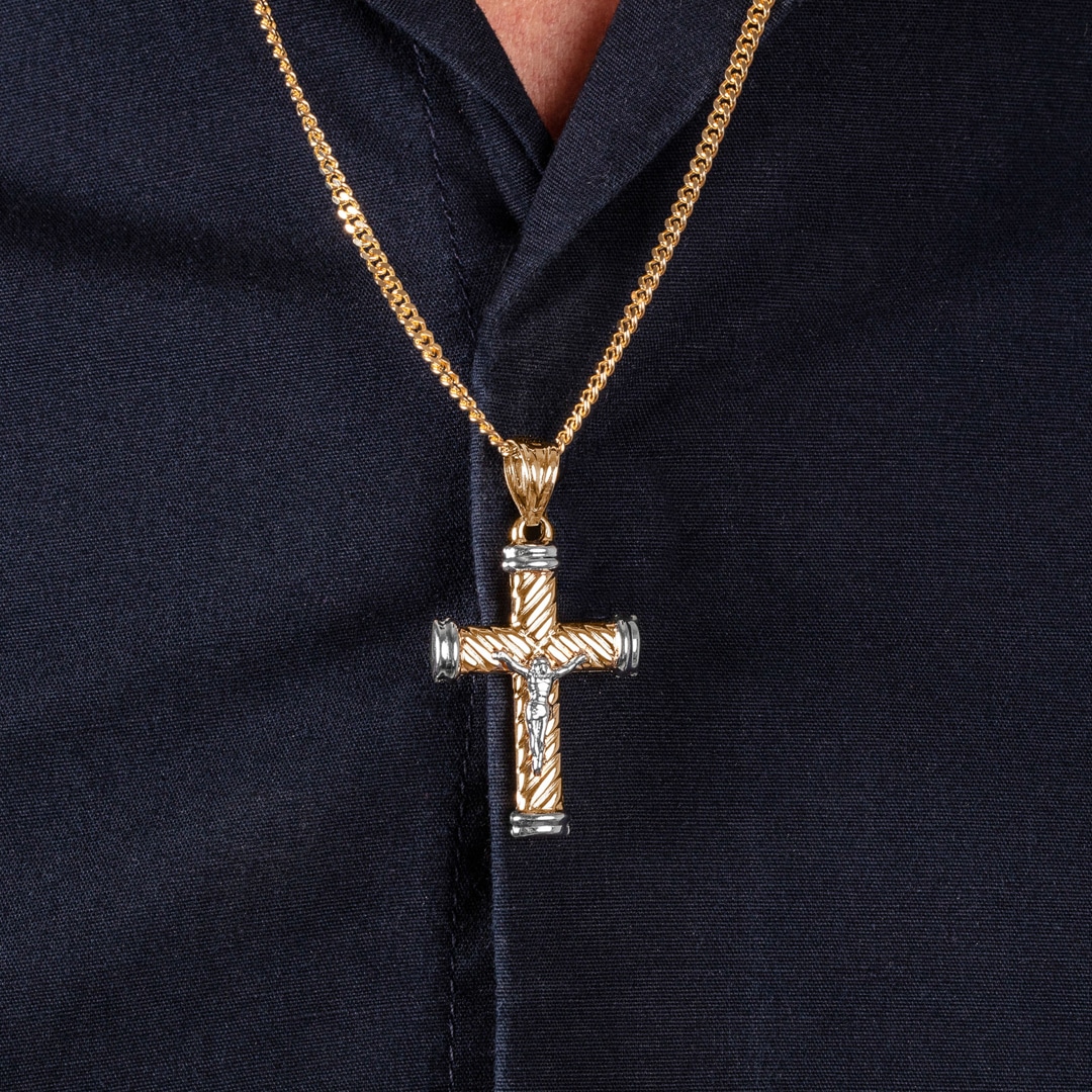Anhänger 750/18 K Gelbgold Kreuz mit Jesus 30 x 20mm