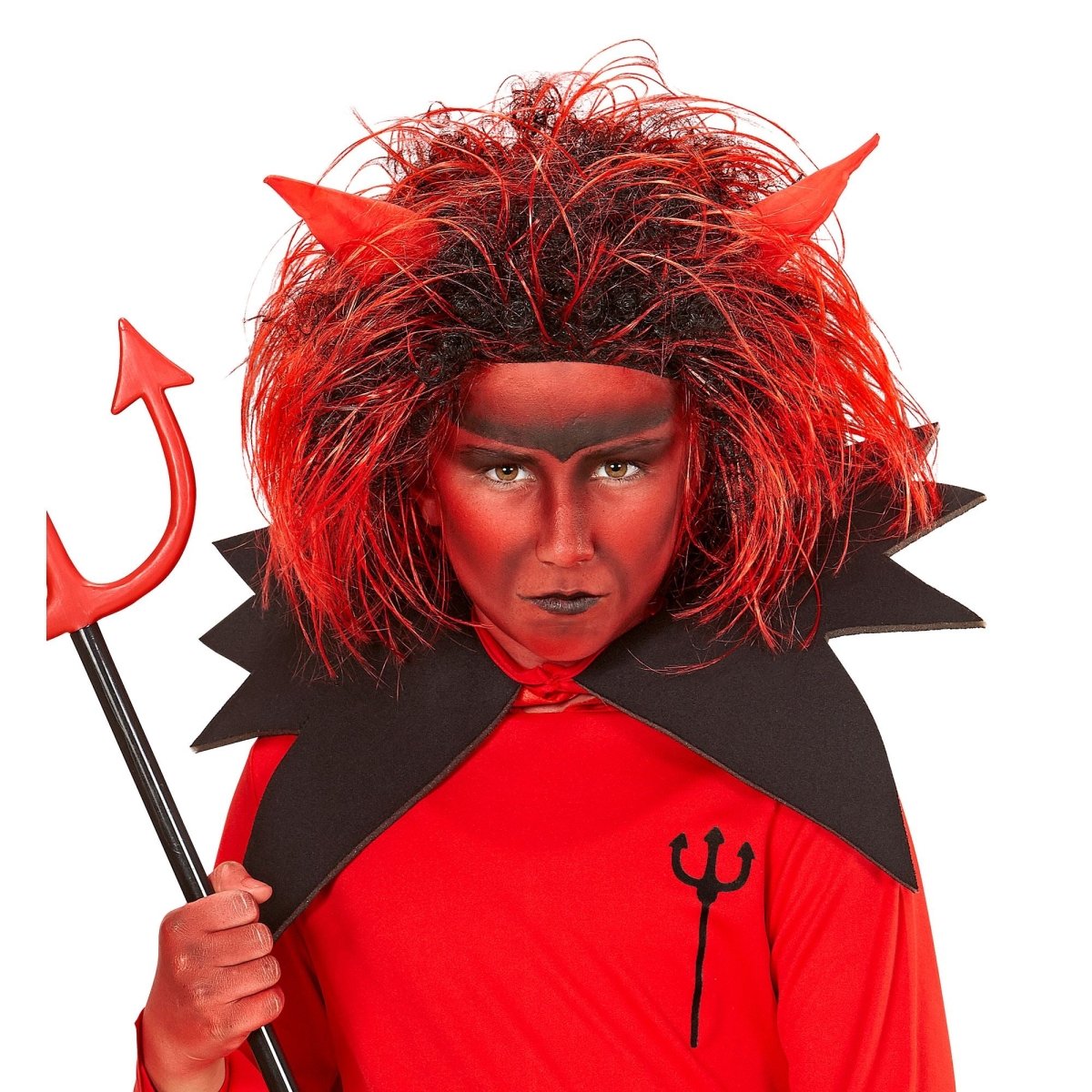 Halloween Pruik Rood Zwart Duivel