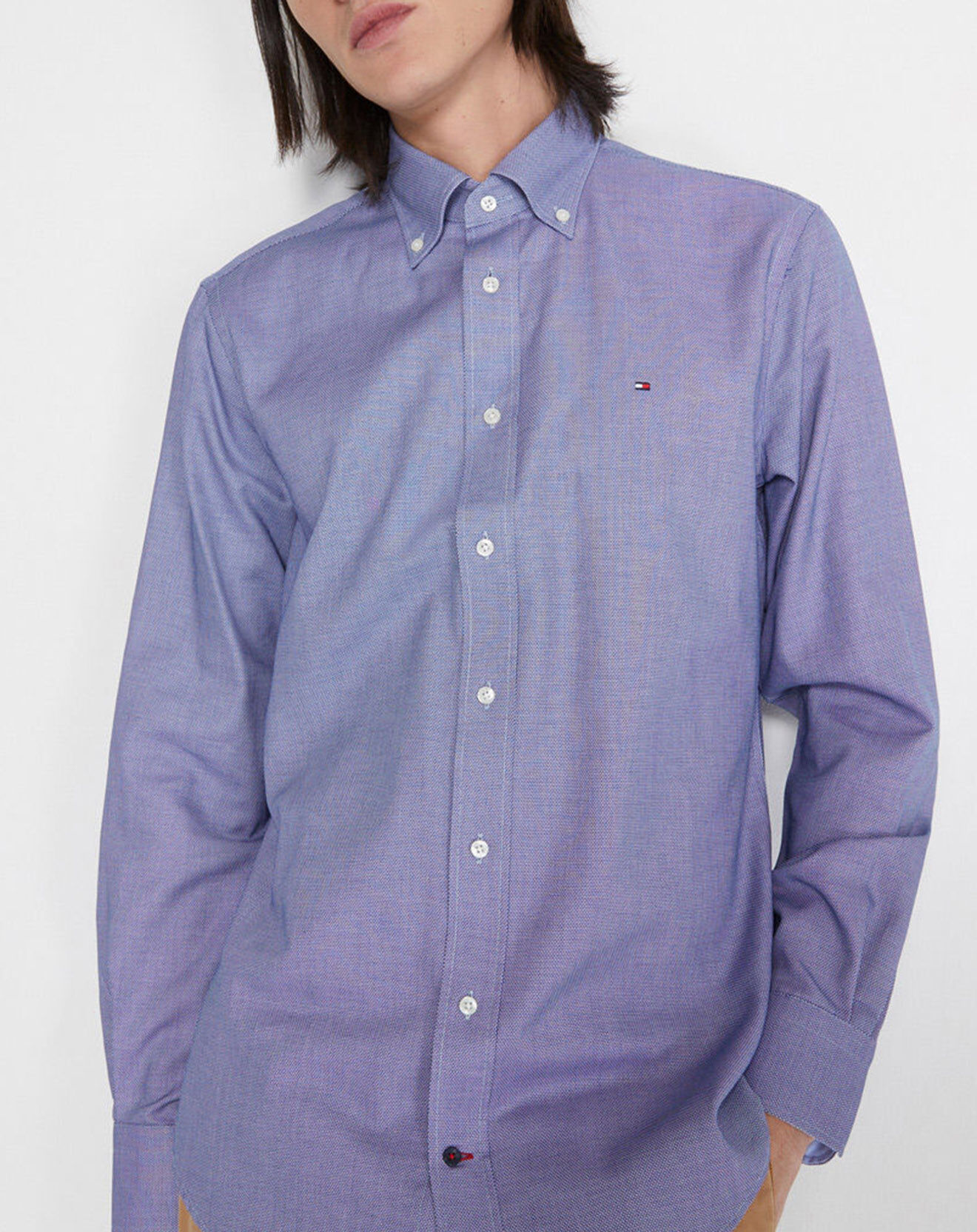 Tommy Hilfiger Chemise regular fit Dobby bleue