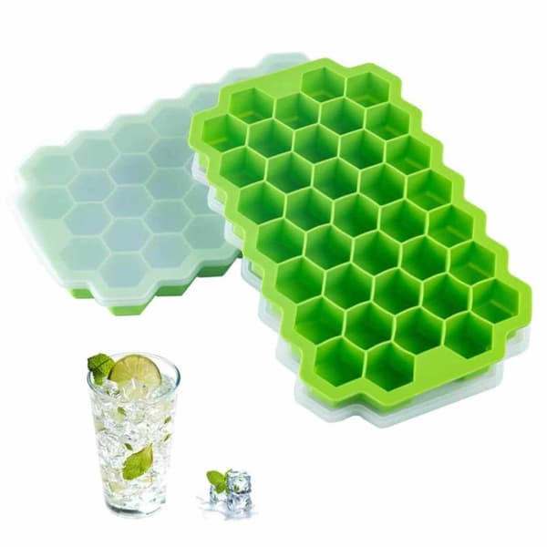 2-Pack stablebar isform med lokk - Hexagon Ice Cube Mold Silikon