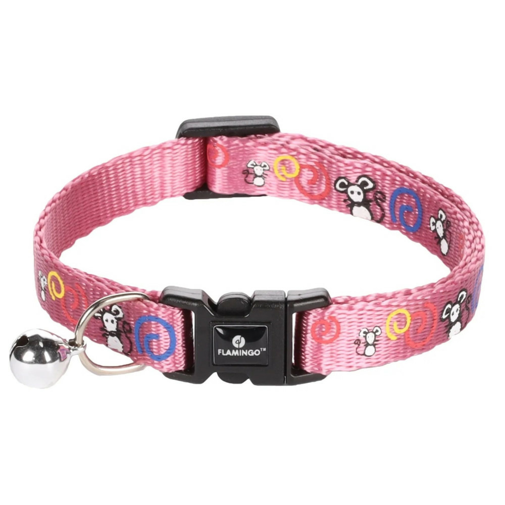 Collier réglable de 20 à 35 cm rose avec motif souris pour chat