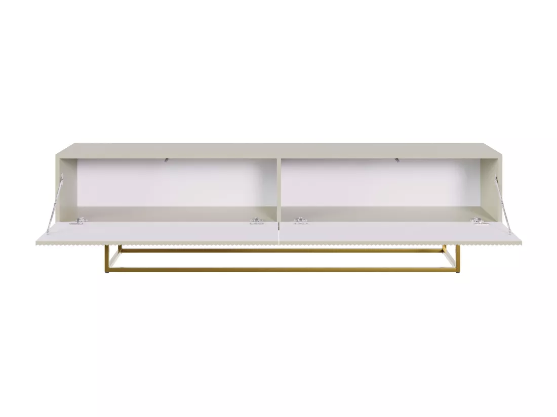 Meuble TV - 175 cm - taupe (gris-beige) sur pieds dorés - VELDIO