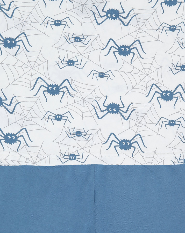 Schlafanzug SPIDER AOP kurz in weiß/blau