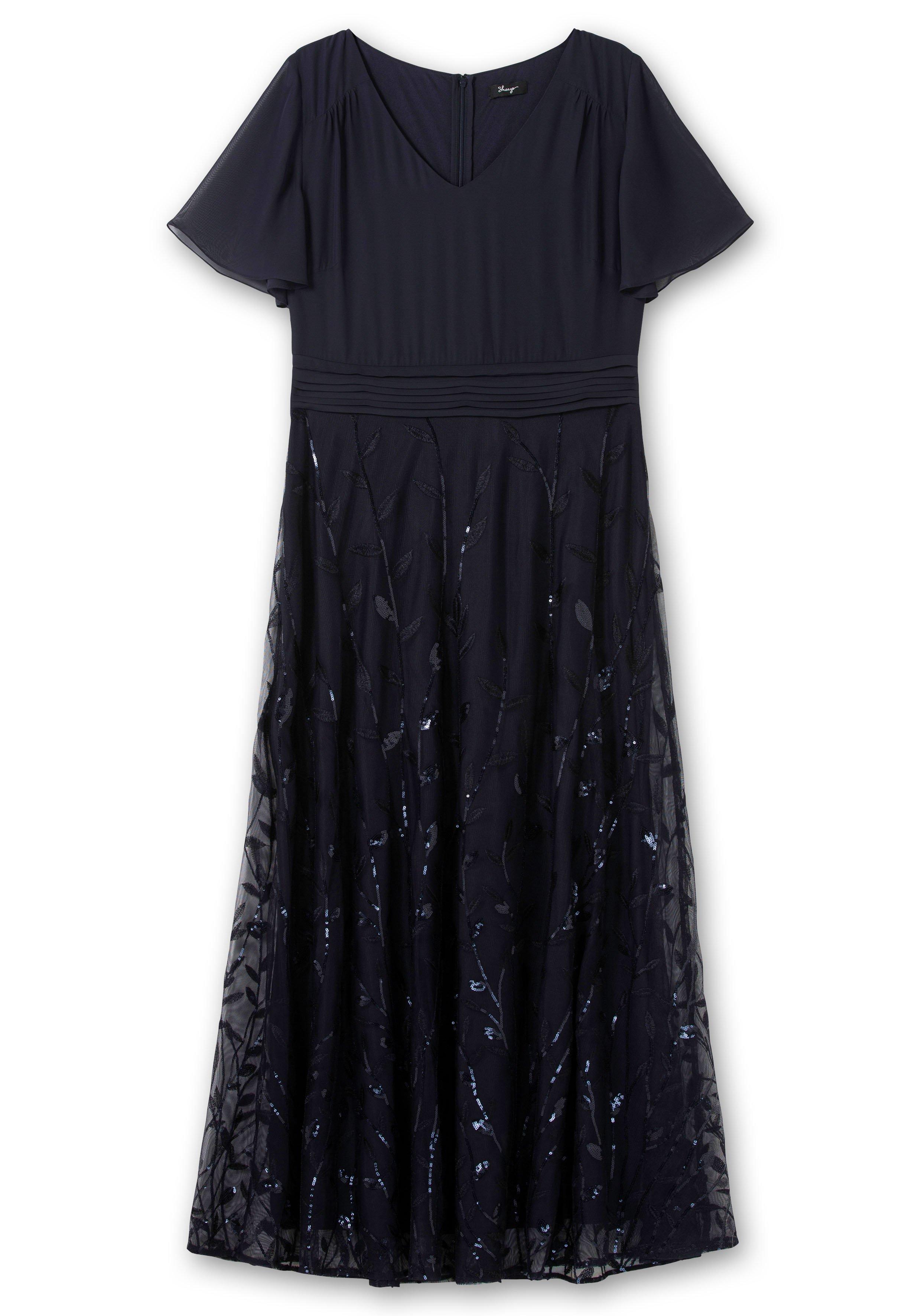 Abendkleid mit Stickerei und Pailletten am Rock