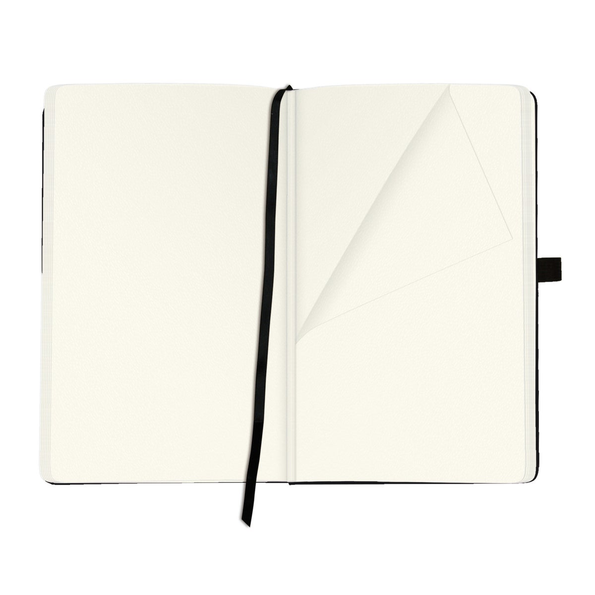 Herlitz Classic A5 notitieboek, 96 vellen, blanco, zwart, met bladwijzerlint en uitvouwbaar insteekvak, mybook