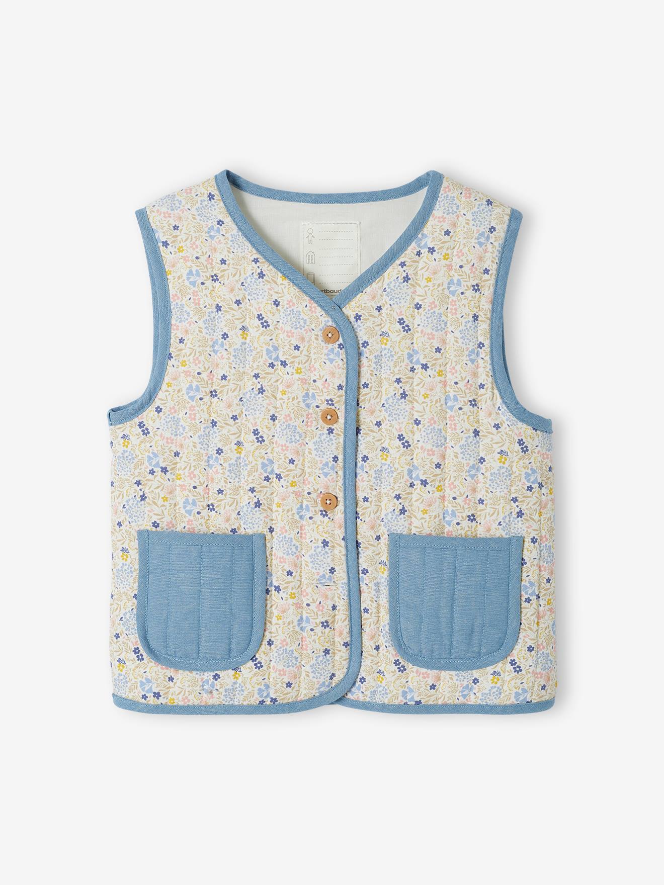 Colete acolchoado de malha off-white para meninas
